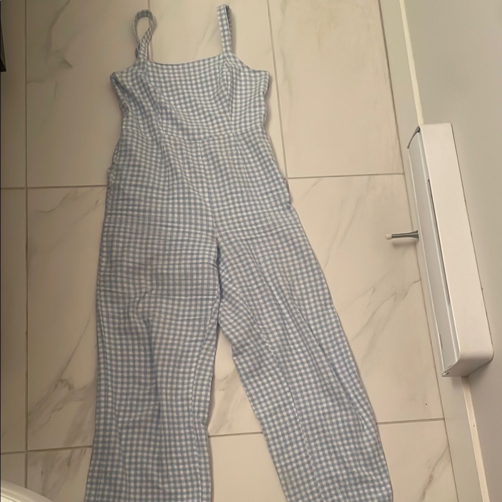 Blue Gingham Women's Jumpsuit
